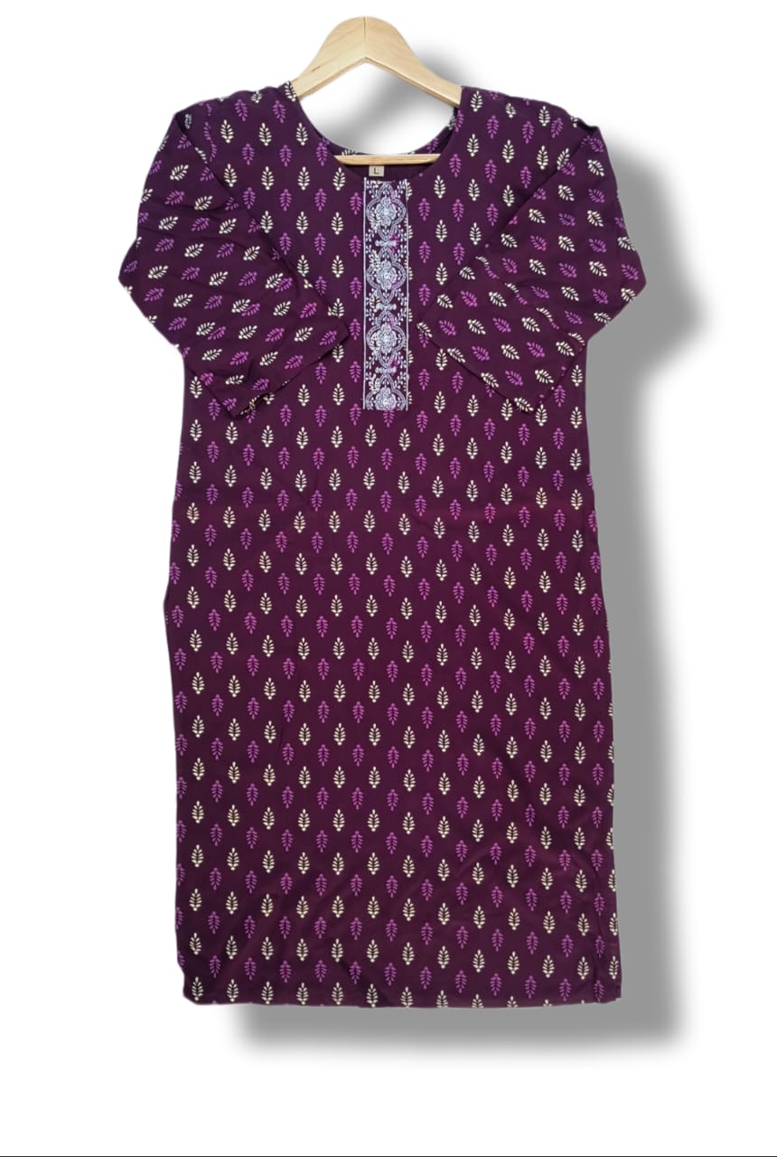 PRINTED RAYON EMBROIDERY KURTI